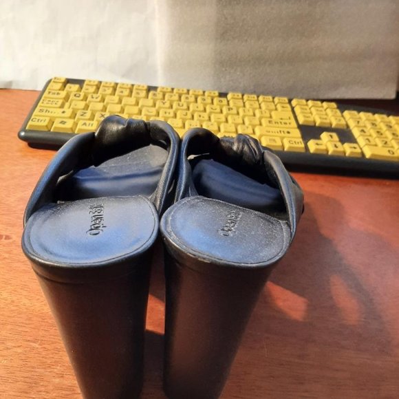 NEW ! Open Edit Platform High Block Open Toe Slip On Sandals Black Size 8 - Picture 4 of 7